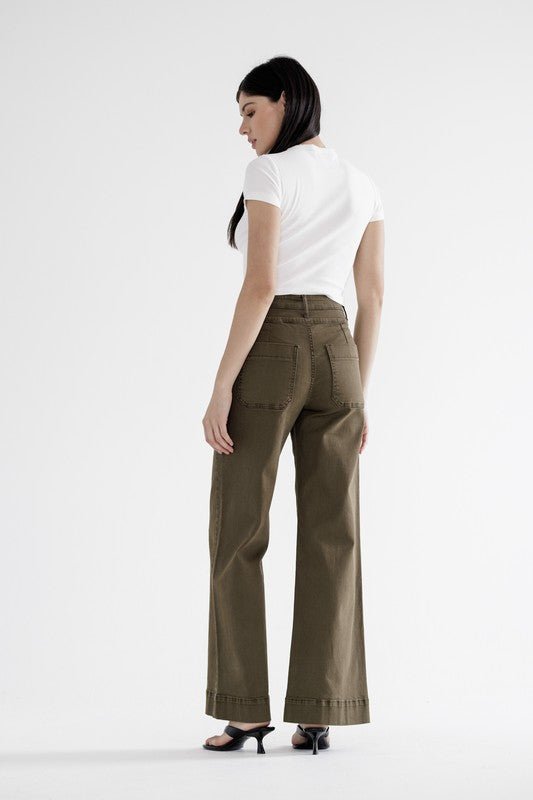 MICA Fern Green Super High Wide Leg Jean - The Nines