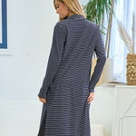 Navy Long Thin Striped Lightweight Duster - The Nines