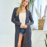 Navy Long Thin Striped Lightweight Duster - The Nines