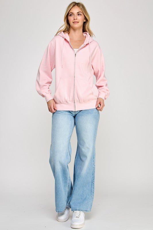 Fleece Boyfriend Zip up Hoodie - 2 Colors! - The Nines