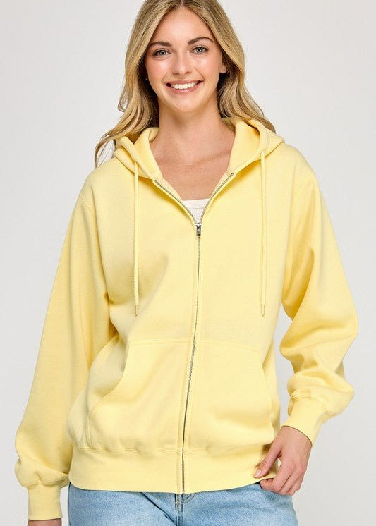 Fleece Boyfriend Zip up Hoodie - 2 Colors! - The Nines