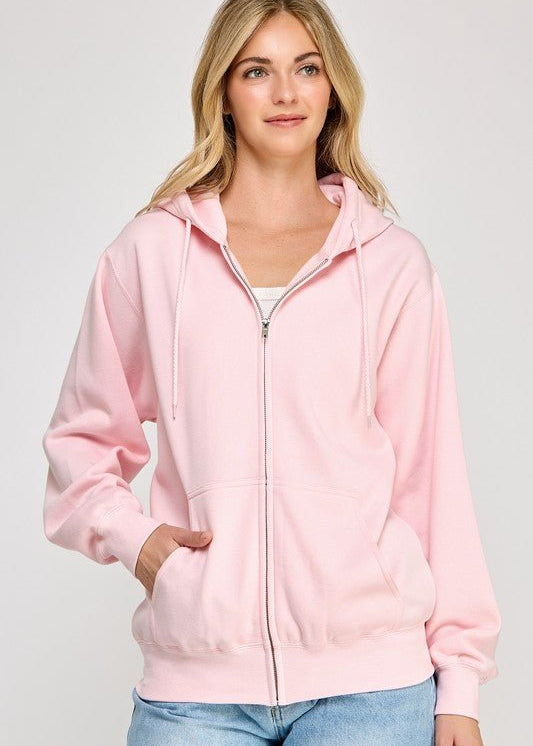 Fleece Boyfriend Zip up Hoodie - 2 Colors! - The Nines