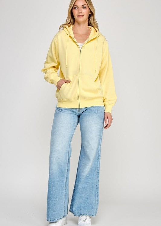 Fleece Boyfriend Zip up Hoodie - 2 Colors! - The Nines