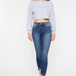 Kan Can High Rise Raw Hem Ankle Skinny - The Nines