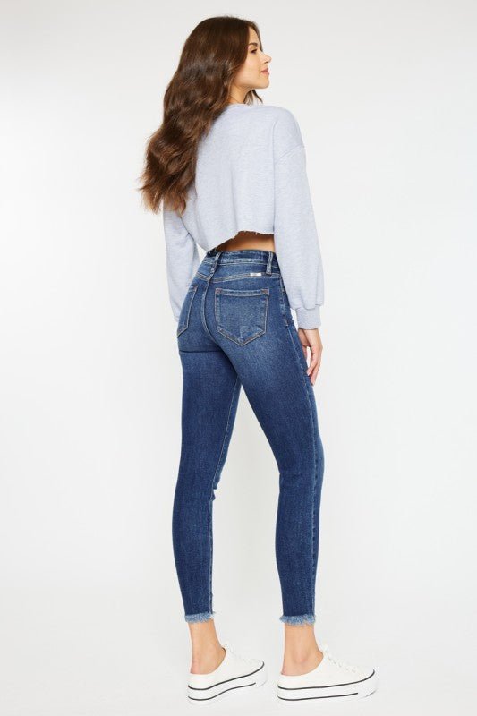 Kan Can High Rise Raw Hem Ankle Skinny - The Nines