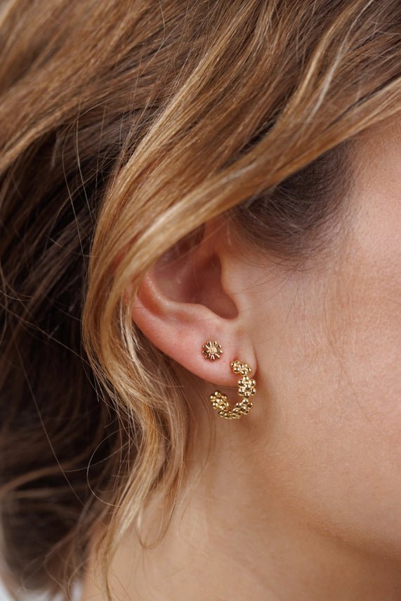 Petite Flower Hoop Earrings - The Nines