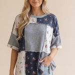 Navy Patchwork Tee - The Nines