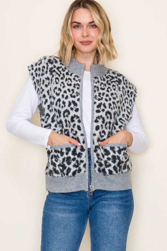 Leopard Sweater Vest - 2 Colors! - The Nines