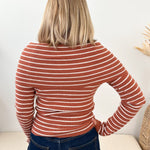 Brigitte Striped Foldover Knit Top - The Nines