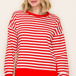 Red Crewneck Sweatshirt with Side Slits - The Nines