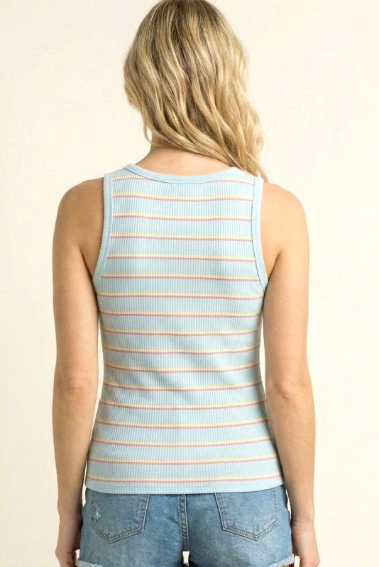 Make My Day Multi Striped Ribbed Tank Top - 2 Colors! - The Nines