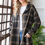 Addison Hooded Plaid Shacket - 2 Colors! - The Nines