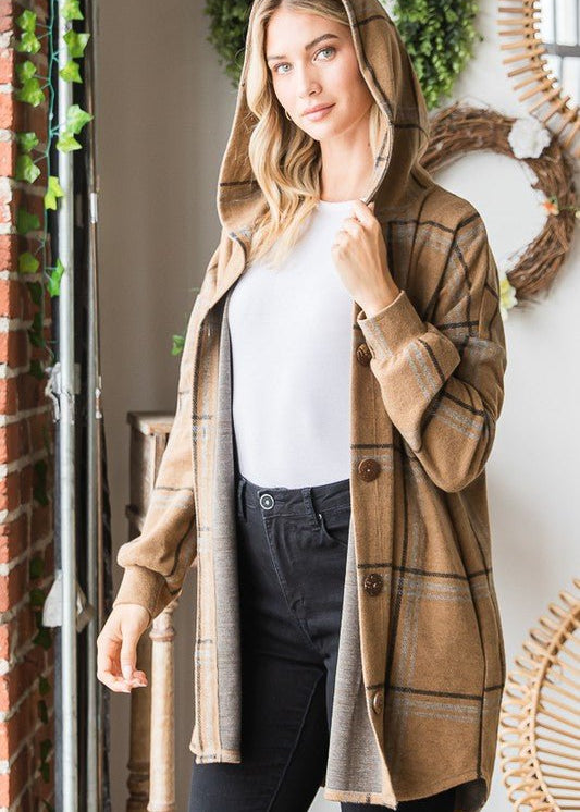 Addison Hooded Plaid Shacket - 2 Colors! - The Nines