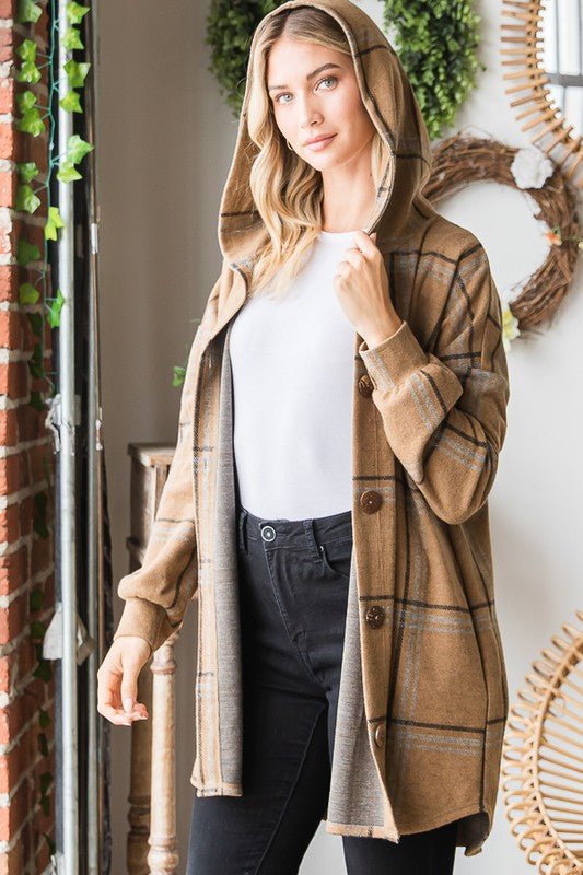 Addison Hooded Plaid Shacket - 2 Colors! - The Nines
