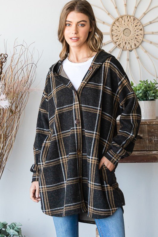 Addison Hooded Plaid Shacket - 2 Colors! - The Nines