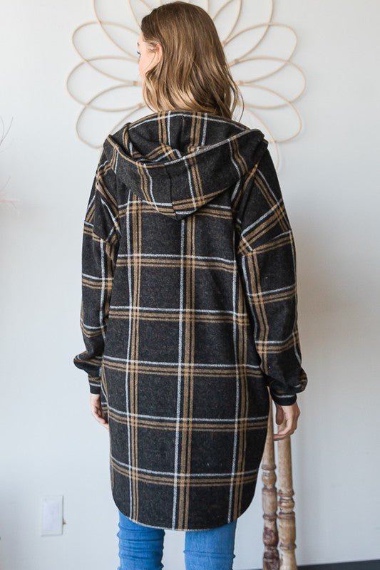 Addison Hooded Plaid Shacket - 2 Colors! - The Nines