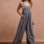 Floral Wide Leg Overalls - The Nines