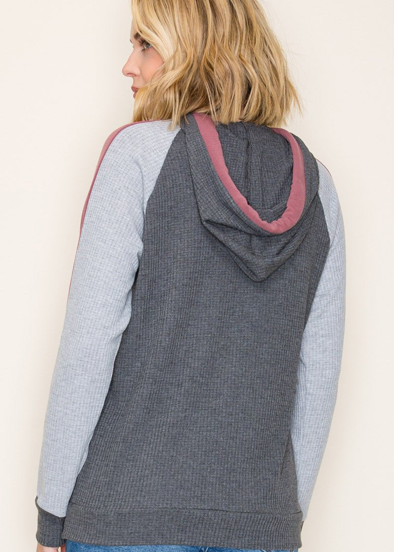 Gray & Dark Mauve Lightweight Soft Hoodie - The Nines