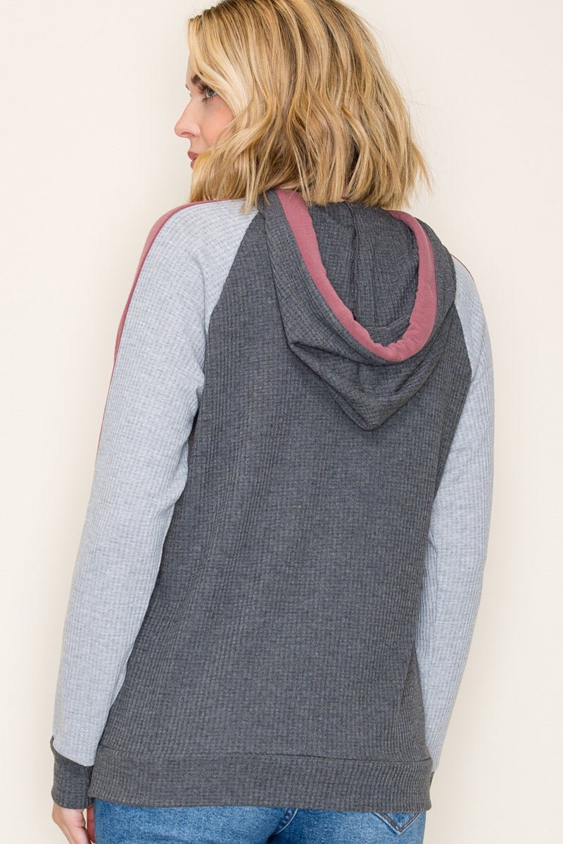 Gray & Dark Mauve Lightweight Soft Hoodie - The Nines