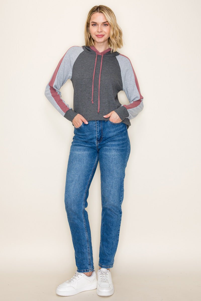 Gray & Dark Mauve Lightweight Soft Hoodie - The Nines