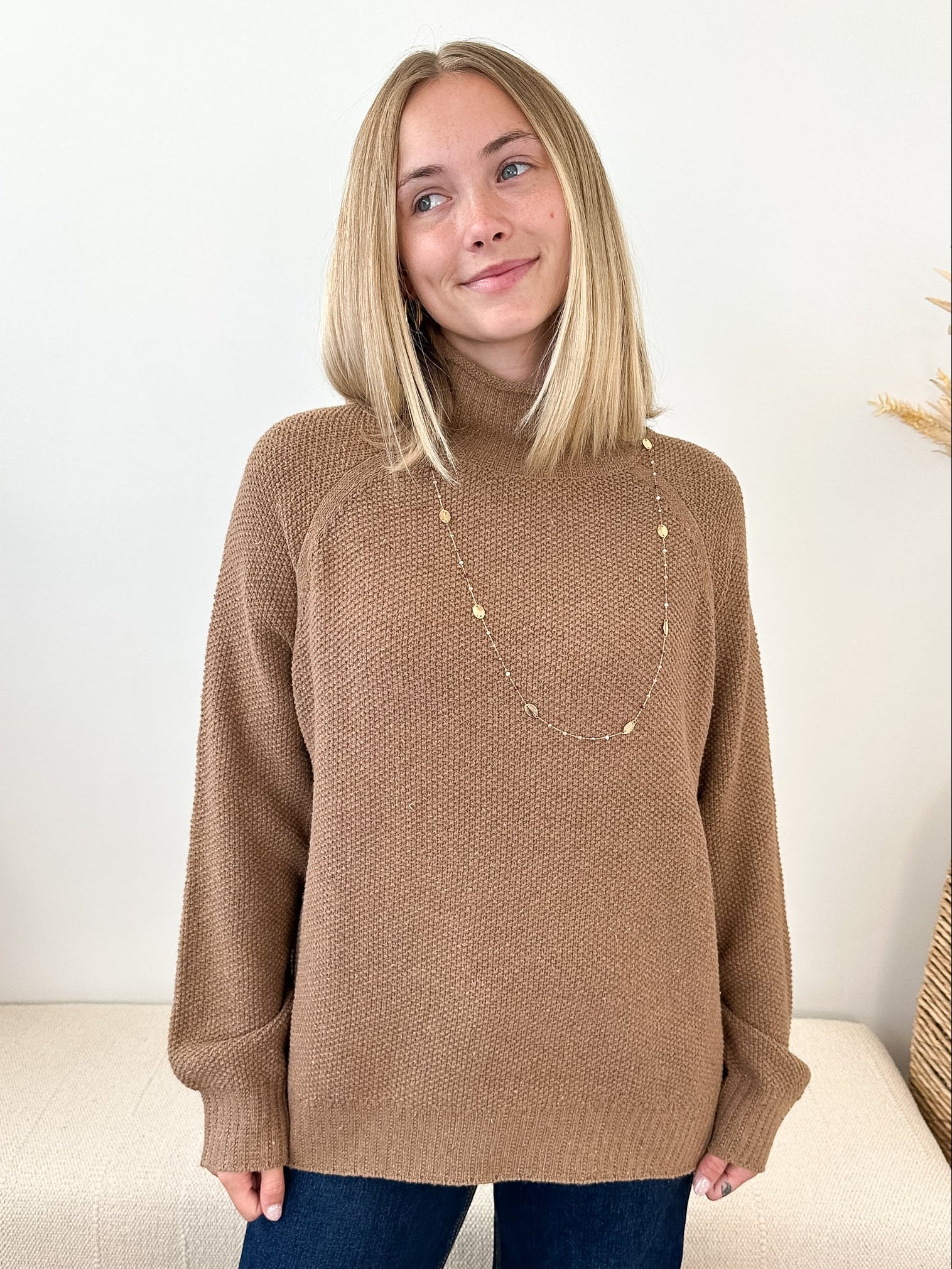 Textured Loose Turtleneck Sweater - 2 colors! - The Nines