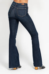 Judy Blue Lily High Rise Raw Hem Dark Flare Jeans