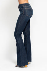 Judy Blue Lily High Rise Raw Hem Dark Flare Jeans