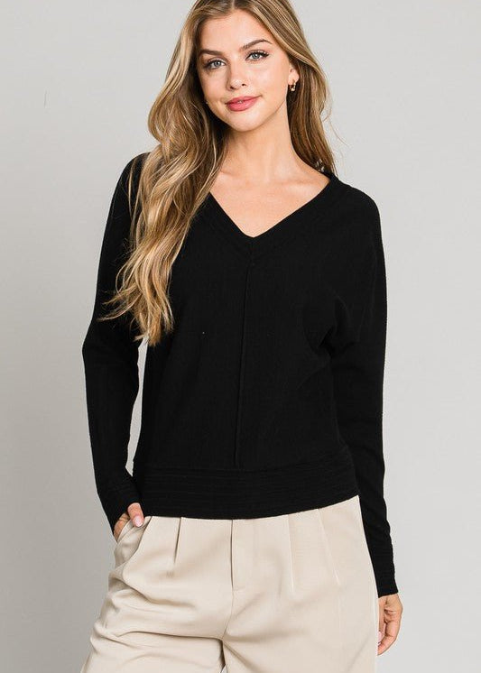 Soft V - neck Center Seam Pullover - 3 colors! - The Nines