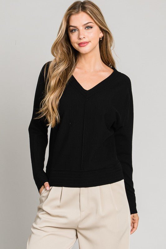 Soft V - neck Center Seam Pullover - 3 colors! - The Nines