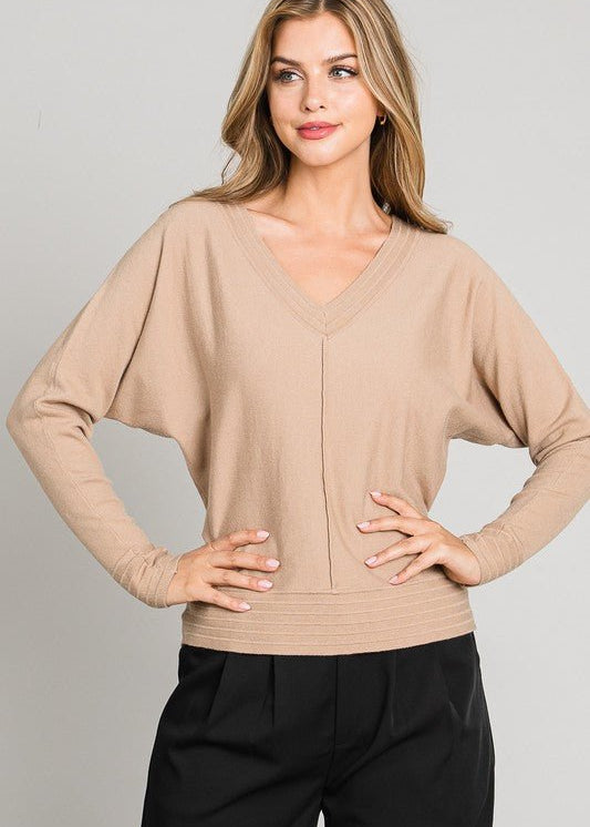 Soft V - neck Center Seam Pullover - 3 colors! - The Nines