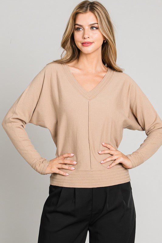 Soft V - neck Center Seam Pullover - 3 colors! - The Nines
