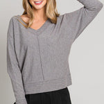 Soft V - neck Center Seam Pullover - 3 colors! - The Nines