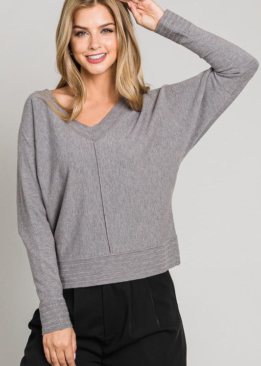 Soft V - neck Center Seam Pullover - 3 colors! - The Nines