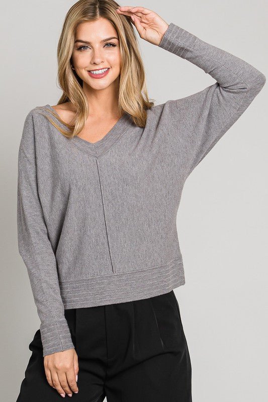 Soft V - neck Center Seam Pullover - 3 colors! - The Nines