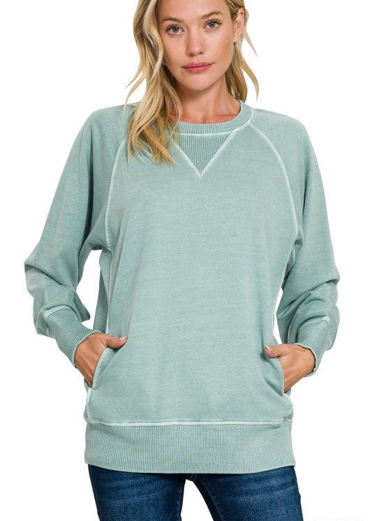 Mineral Wash Pocket Sweatshirts - 2 Colors! - The Nines