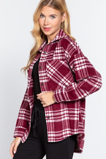 Burgundy Plaid Shacket  - FINAL SALE