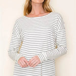 Striped Ribbed Basic Top - The Nines