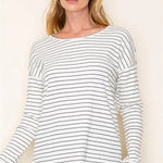 Striped Ribbed Basic Top - The Nines