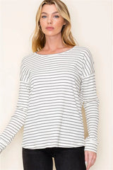 Striped Ribbed Basic Top
