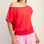 French Terry Off The Shoulder Top - 2 Colors! - The Nines