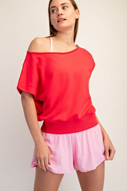 French Terry Off The Shoulder Top - 2 Colors! - The Nines