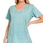 Emmy Mineral Wash V - neck Tee - 3 Colors! - The Nines