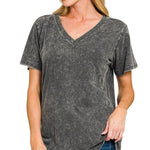 Emmy Mineral Wash V - neck Tee - 3 Colors! - The Nines