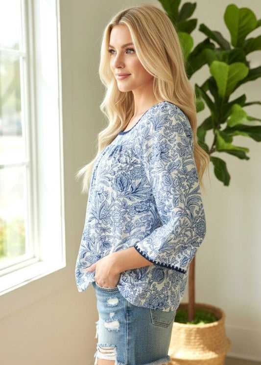 Stitched Hem Kimono Sleeve Top - 2 Colors! - The Nines