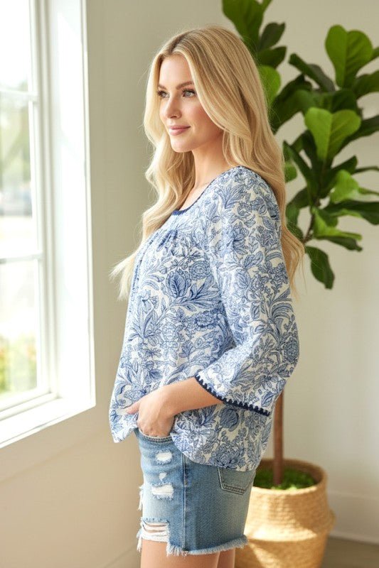 Stitched Hem Kimono Sleeve Top - 2 Colors! - The Nines
