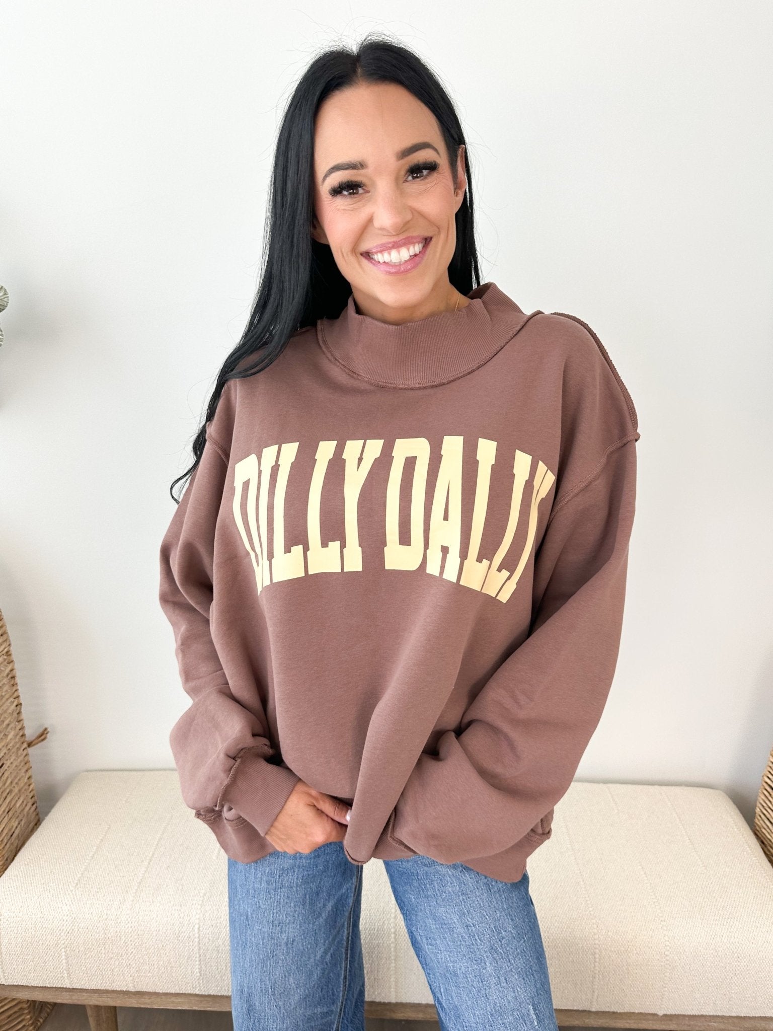 Dilly Dally Mock Neck Sweatshirt - The Nines