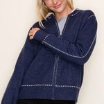 Stitched Sweater Jacket with Detachable Hood - 2 Colors! - The Nines