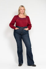 Judy Blue Lily High Rise Raw Hem Dark Flare Jeans