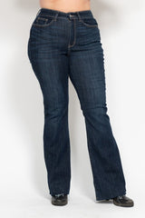 Judy Blue Lily High Rise Raw Hem Dark Flare Jeans