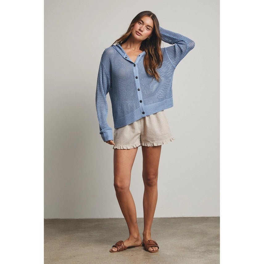 Open Knit Button Down Hoodie - 2 Colors! - The Nines
